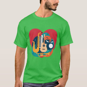 Dynamische Muziek Hart Levendig Instrument T-shirt