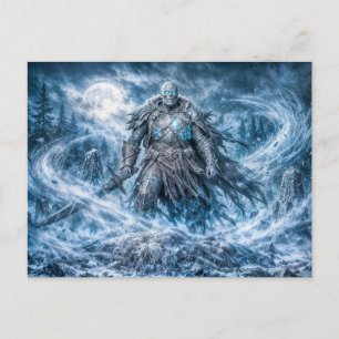 Dynamische ondood krijger in donkere fantasy-atmos briefkaart