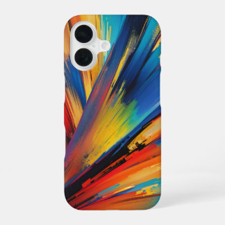 Dynamische penseelstreek moderne kunst iPhone 16 hoesje