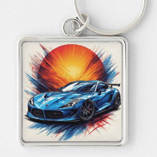 Dynamische sportauto sleutelhanger (Voorkant)