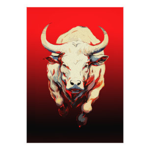 Dynamische Stier in Vurige Beweging Foto Afdruk