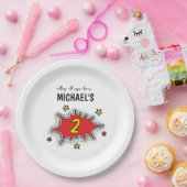 Dynamische Superhero 2e Verjaardag Papieren Bordje (Feest)