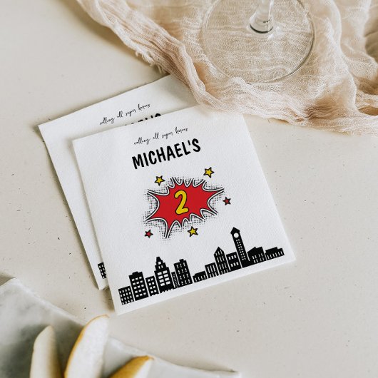 Dynamische Superhero 2e Verjaardag Servet