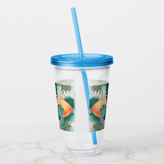 Dynamische Tropen-Woge Acryl Drinkbeker (Links)