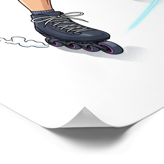 Dynamische Urban Rollerblader Art Design Poster (Hoek)