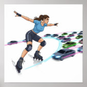 Dynamische Urban Rollerblader Art Design Poster (Voorkant)