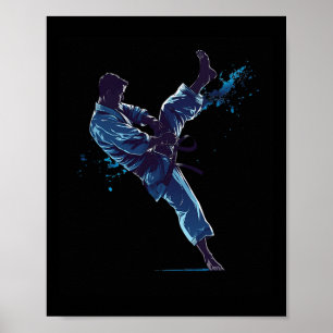 Dynamische Vechtkunstenaar Karate Trap  Poster