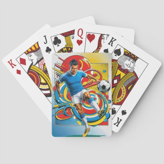 Dynamische voetballer in actie pokerkaarten (Achterkant)