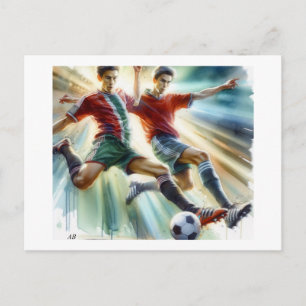 Dynamische Voetbalspelers in Actie, Briefkaart