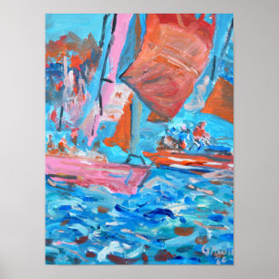 Dynamische Zeilregatta Expressionist Poster