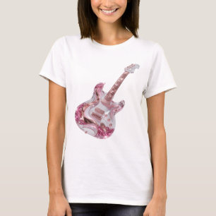 Dynamische zilveren ROZE GLITTER ELEKTRISCHE GUITA T-shirt