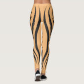 Dynamische zwarte en Oranje gestreepte Leggings (Achterkant)