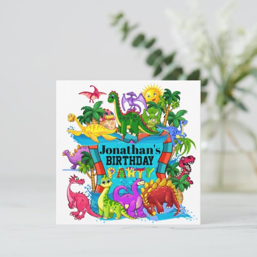DYNAMITE-O-SAURUS DINOSAUR INVITATION (Debout devant)