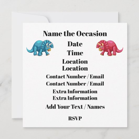 DYNAMITE-O-SAURUS DINOSAUR INVITATION (Dos)