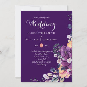 Dynasty Paarse Ginger Floral Wedding Invites Envel