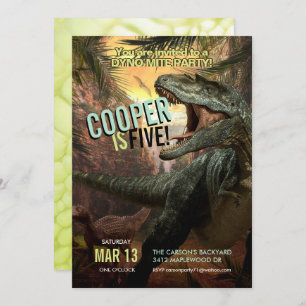 DynoMite T-Rex   Dinosaur Invitation Boys Birthday Kaart