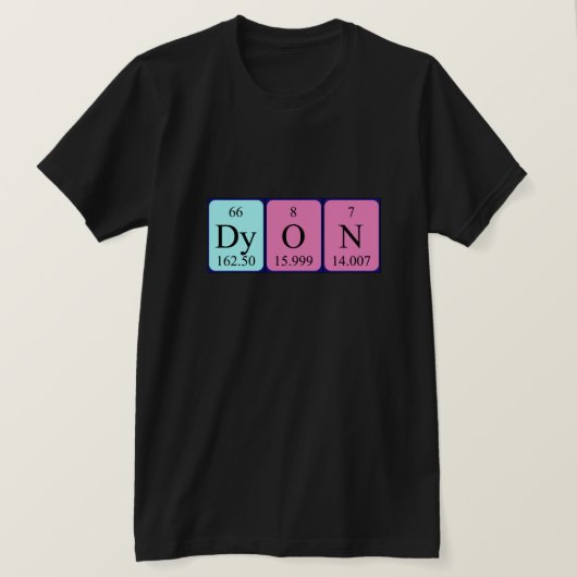 Dyon periodieke tabelnaam shirt (Design voorkant)