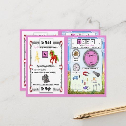Dypsie - Dysprosium Horn Unicorn Briefkaart (Voorkant / Achterkant in situ)