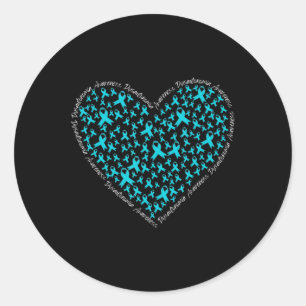 Dysautonomia Awareness, Blauwgroen Ribbon POTS War Ronde Sticker