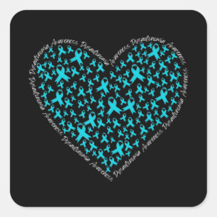 Dysautonomia Awareness, Blauwgroen Ribbon POTS War Vierkante Sticker