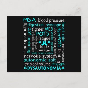 Dysautonomia Awareness T-shirt Blauwgroen Ribbon G Briefkaart