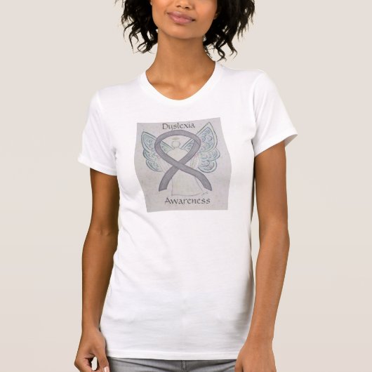 Dyslexia Silver Awareness Ribbon Angel Shirt (Voorkant)