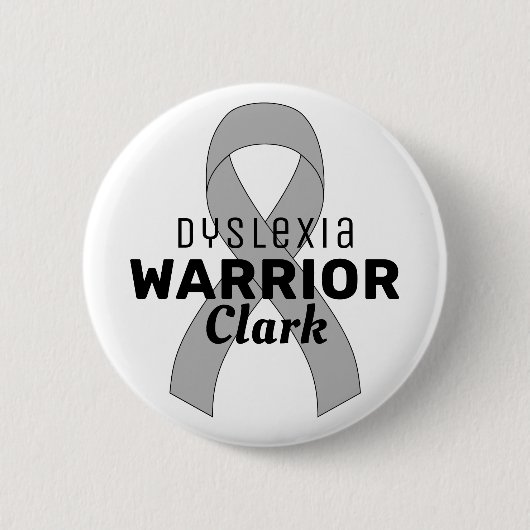 Dyslexia Warrior Ribbon White Button (Voorkant)