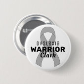 Dyslexia Warrior Ribbon White Button (Voorkant /achterkant)