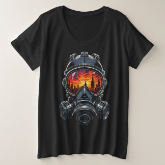 Dystopian Mask Urban Sunset Reflection Grote Maat T-shirt
