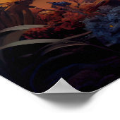 Dystopian Robot met Oranje Flower Poster (Hoek)