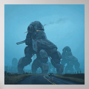 Dystopian War Machine Simon Stalenhag Poster