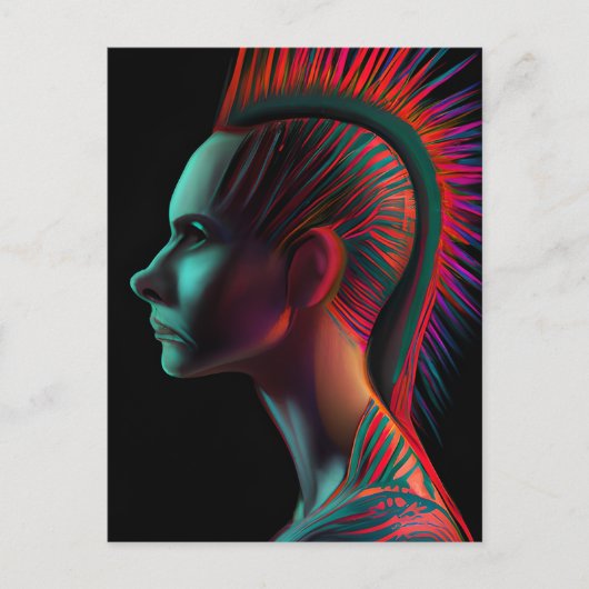 Dystopisch Persoon met Mohawk Briefkaart (Voorkant)