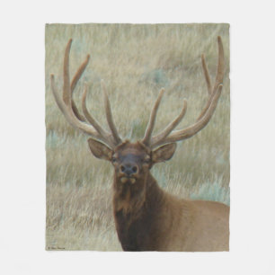 E10 Bull Elk in Fluwelen Kopschot Fleece Deken