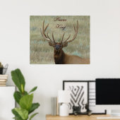 E10 Bull Elk in Velvet Head Shot Poster (Thuiskantoor)