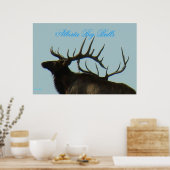 E11 Bull Elk Silhouette Horns op de Horizon Poster (Keuken)