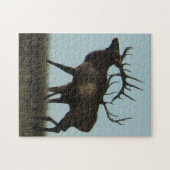 E14 Bull Elk Silhouette Legpuzzel (Horizontaal)