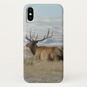 E22 Bull Elk en Snowy Hills iPhone X Hoesje