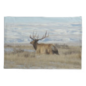 E22 Bull Elk en Snowy Hills Kussensloop (Achterkant)