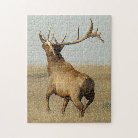 E23 Bull Elk Grass in Hoorns Legpuzzel (Verticaal)
