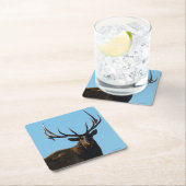 E27 Big Bull Elk Skylining Vierkante Kartonnen Onderzetter (Insitu)