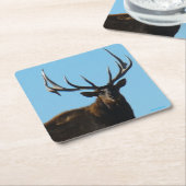 E27 Big Bull Elk Skylining Vierkante Kartonnen Onderzetter (Schuin)