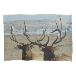 E45 Dubbelkopsfoto van Bull Elk Kussensloop
