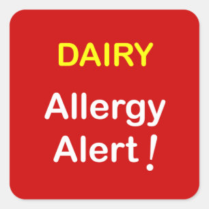 e7 - Allergie Alert - ZUIVEL. Vierkante Sticker