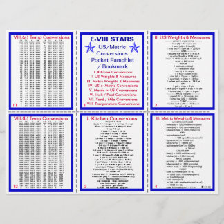 E-8** US/Metric Conversies Pocket Pamphlet Flyer