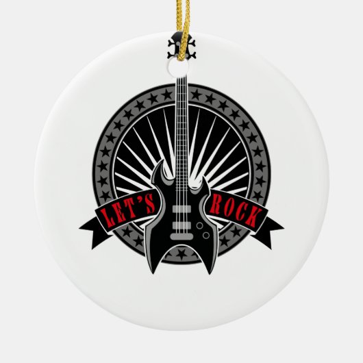 e-bass guitar let's rock keramisch ornament (Voorkant)