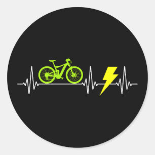 E-Bike Electric-Bike E-Cyclist Bicycling Heartbeat Ronde Sticker