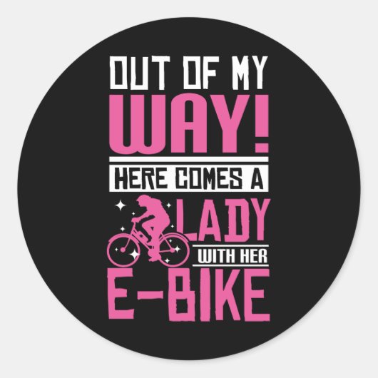 E-bike Lady Ronde Sticker (Voorkant)