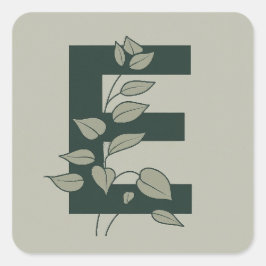 E botanisch monogram vierkante sticker