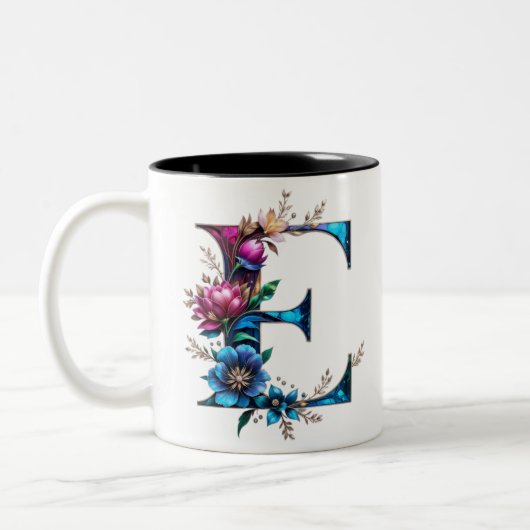 E Café Mug - Design floral pour le don (Gauche)