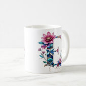 E Café Mug - Design floral pour le don (Devant droit)